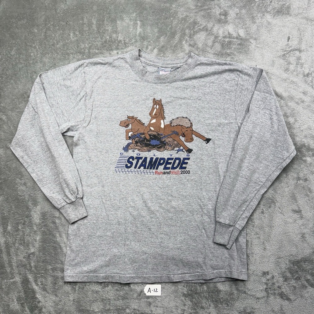 Vintage Indianapolis Colts Stampede Single Stitch Run And Walk 2000 Large